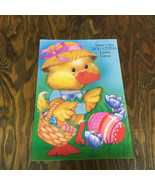 Here&#39;s and egg citing Easter game vintage Easter card cute little duck o... - $27.71 CAD