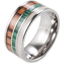 (New With Tag) Titanium Deer Antler &amp; Wood Wedding Band Ring - Silver Color - Pr - £47.95 GBP