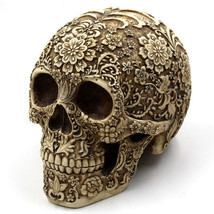 Skull Head Home Deco Creative Art Carving Resin Ornament Halloween Gift Figurine - £36.07 GBP