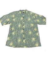 Tommy Bahama Mens Silk Hawaiian Shirt Size L Green Yellow Hibiscus Flora... - $28.70