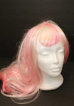 Wig White Hair Pink Streaks by Pony Express Creations Costume Theater Cos-Play - £9.39 GBP