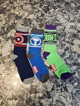 NEW! lot 3 pair mens size 6-12 Marvel superhero socks Hulk Thor Captain America - £7.12 GBP