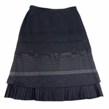 Piazza Sempione Maxi Pepum Ribbed Skirt IT 40 Black Striped Geometric Lined - $31.78