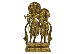 Radha Krishna Statue Brass for temple mandir Height 12.5 inch - £249.90 GBP