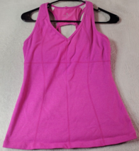 Athleta Tank Top With Bra Womens Size Small Pink Nylon Sleeveless V Neck Logo - £14.89 GBP