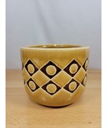 Studio Pottery Round Planter Vase Pot Student Art Yellow Geometric Vinta... - £23.59 GBP