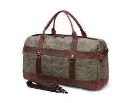 Vintage Waterproof Big Men Travel Bags Canvas Leather Duffle Bag - £206.33 GBP