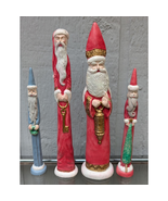 7&quot;- 10&quot; Skinny Pencil Hand Painted Ceramic Santa Figures Set of 4 Holida... - €16,94 EUR