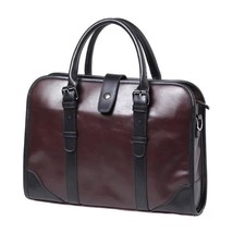 Men Leather Soft Handbag Business Briefcase Shoulder Man Briefcase Bag - £51.94 GBP