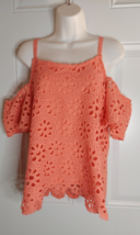 Maurices Orange Eyelet Off Shoulder Short Sleeve Lined Top Blouse Size Medium - $12.34