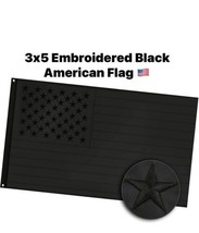 3ft x 5ft Embroidered Black No Quarter American Flag  Ships Free! US Stock! - $15.14