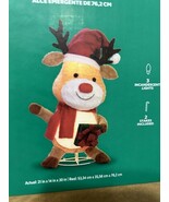 NEW Lighted Christmas Tinsel Moose Decorations 30 Inch Penguin With Gift... - $83.36 CAD
