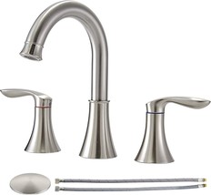 In The Bathroom, There Is A Friho Modern 2 Handle 3 Hole Brushed Nickel - £43.07 GBP