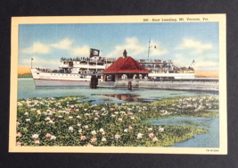 Boat Landing Mt Vernon Virginia VA Linen Curt Teich Postcard c1940s w/ Flowers - $4.99