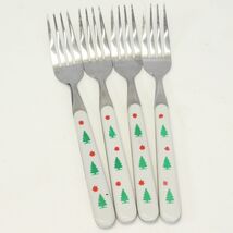 Christmas Tree Handle Dinner Forks 7 7/8" Stainless Lot of 4 Xmas - $19.59