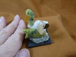 (Y-BIR-PE-402) pair of Pelicans green + white love bird gemstone STONE Peru - $15.00