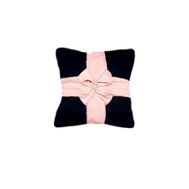 Decorative Dusty Pink Black Pillow, Smocked Velvet Pillow, Vintage, 16x16&#39;&#39; - £39.16 GBP