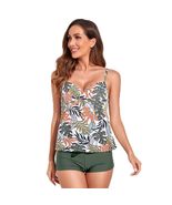 Retro Tankini Swimsuit Floral Print Swimwear for Womens Vintage Swim Wea... - $29.39