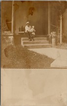 RPPC Young Man Paul Gatts with Little Mildred on Porch c1910 Postcard D21 - £5.54 GBP