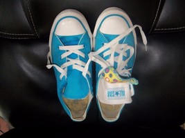 CONVERSE ALL STAR LOW DOUBLE TONGUE BRIGHT BLUE SIZE 6 WOMENS EUC - £22.96 GBP