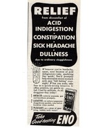 vintage 1950 Eno antacid laxative cure-all mini PRINT AD - £3.90 GBP