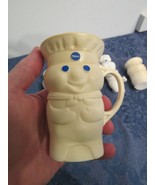 Vintage 1971 Pilsbury Doughboy 7&quot; Rubber Figure Lot Of 3 &amp; Two Cups Glas... - $34.66