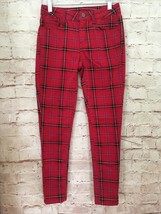 Arizona Jeans Co. Womens Red Black Plaid Skinny Jeans Stretch Twill Size 0 - £16.47 GBP