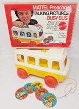 Vintage 1972 Talking Pictures Busy Bus Toy by Mattel with Box 5 Discs U154 - $49.99