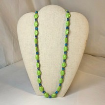 Handcrafted Necklace Lime Green &amp; Bright Blue Beads Spring Bright Beautiful NEW - £19.39 GBP