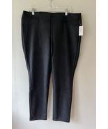 Retrology Sz 1X Black Velvet Pants Pull On Stretch Tapered Leg Dress Pants - $28.31 CAD