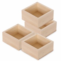 Rustic Wooden Box Small Wooden Box,4 Pieces Small Wood Square Storage Organizer  - £22.07 GBP