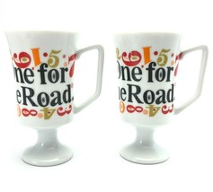 Vintage Retro Footed Irish Coffee Mugs Pair One For The Road by Mann Mad... - $29.69