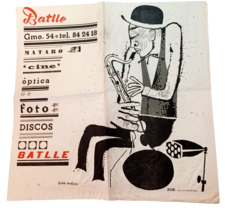 1940s Battle Foto Cine Records Lithograph Art Shopping Bag Mataró Barcelona - $34.60