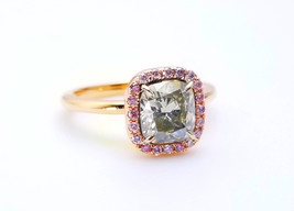 1.68ct Fancy Gray &amp; Argyle 6PP Intense Pink Diamond Engagement Ring GIA 18K SI1 - £6,125.02 GBP