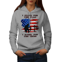Wellcoda USA Patriotic Womens Hoodie, Stand For Flag Casual Hooded Sweatshirt - £28.35 GBP