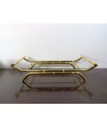 Vintage Gold Metal Faux Bamboo Pyrex Casserole Dish Holder, Serving Tray - £25.10 GBP