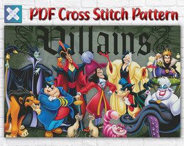 Disney Villains Characters Counted PDF Cross Stitch Pattern Needlework DIY DMC - £2.76 GBP