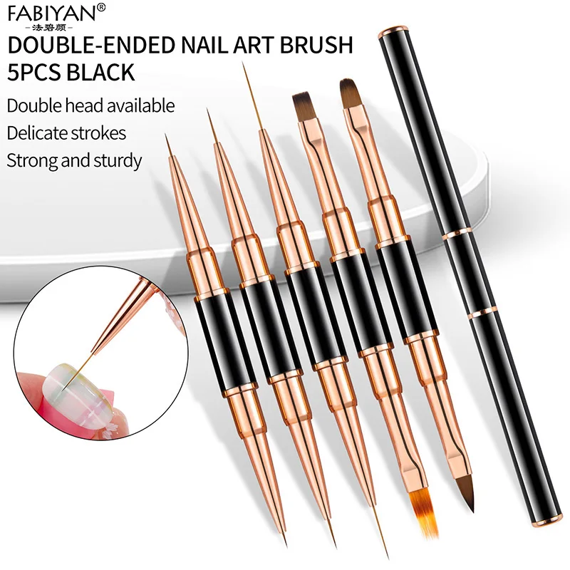 Double ended Nail Art Painting 5/7/9/11/15/20mm Nail Liner Brush Drawing Flower - £12.49 GBP+