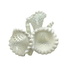 Fenton White Opalescent Hobnail Glass Replacement Trumpets for Epergne Vase - £78.65 GBP
