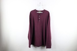 Vintage 90s Eddie Bauer Mens 2XL Faded Blank Long Sleeve Henley T-Shirt Purple - £35.68 GBP