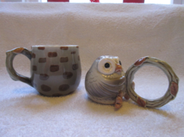 Fitz &amp; Floyd owl napkin ring and demitasse cup/mug, Japan - $24.64 CAD
