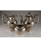 Verzierte Sterlingsilber Britische Tee / Kaffee Satz 1930s Hand-Chased - $240,634.94 MXN
