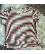 Emma &amp; Elsa Top Girl Shirt Blouse Burgundy Stripe Size L(14) - £7.10 GBP