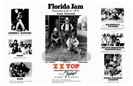 Florida Jam 1975 Concert Poster 11x17 Zz Top Kiss War Johnny Winter Pop Rock Art - $11.20