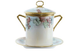 c1910 French Hand Painted Limoges Condensed Milk Container and underplate - £138.57 GBP