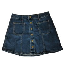 Altar&#39;d State Womens A-Line Denim Mini Skirt Small Blue Button Front - £18.64 GBP