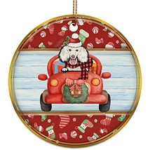hdhshop24 Funny Poodle Dog Ride Car Ornament Gift Pine Tree Decor Hangin... - £15.53 GBP
