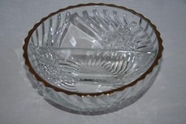 Tiara Crystal Trillium Gold Trim Divided Mayo Condiment Bowl #545 - £27.30 GBP