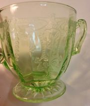 Anchor Hocking Cream & Sugar Cameo Ballerina Pattern Green Uranium Glass image 3