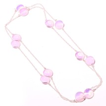 Pink Milky Opal Handmade Christmas Gift Necklace Jewelry 36&quot; SA 4638 - £5.18 GBP